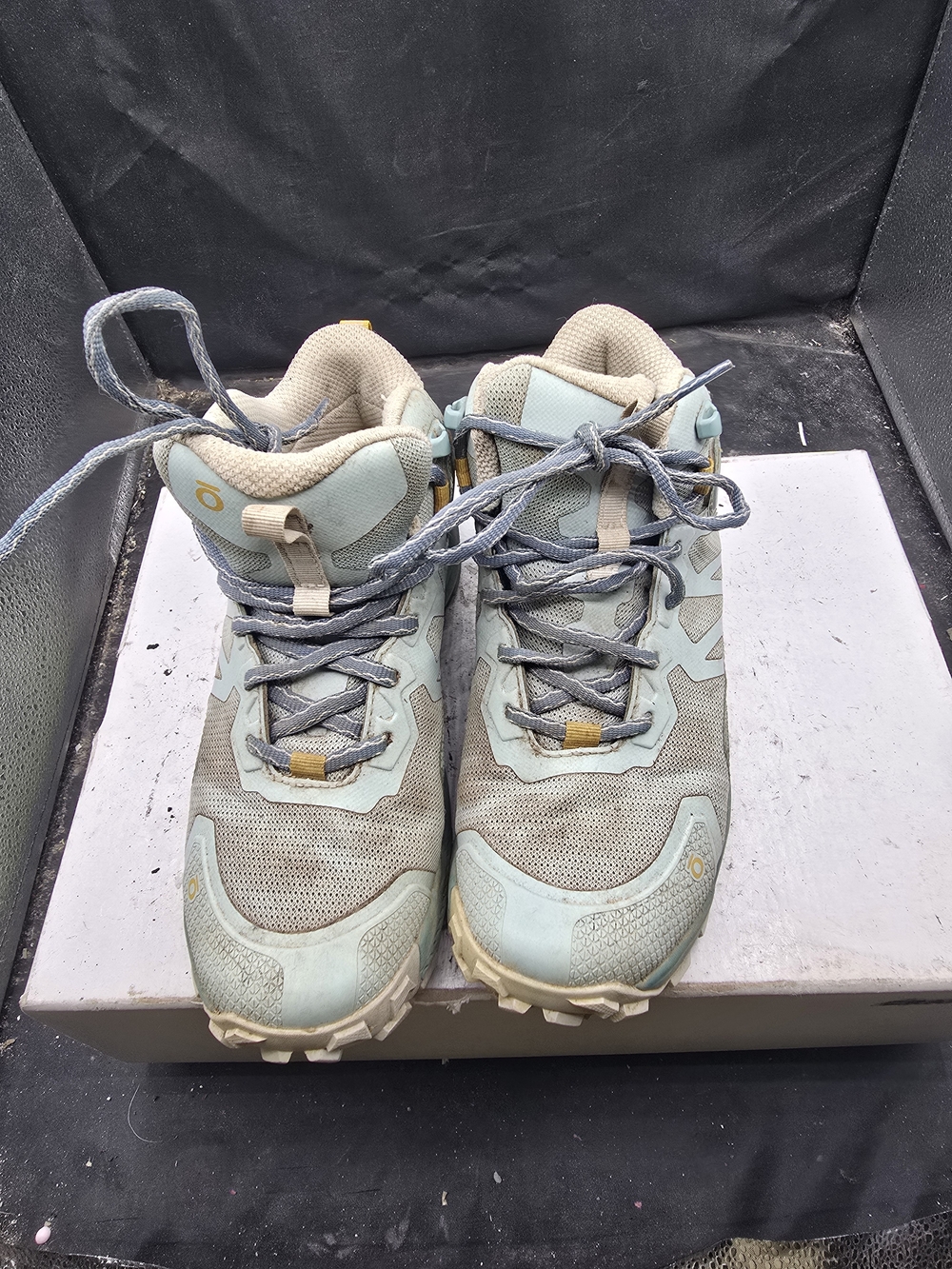 Women's Light Blue and Tan Trail Ankle Booties
